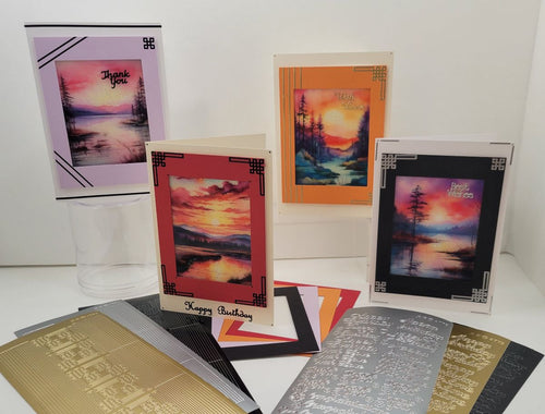 GlitterFilm and Vintage Hue 4 Card Kit Quiet Reflections