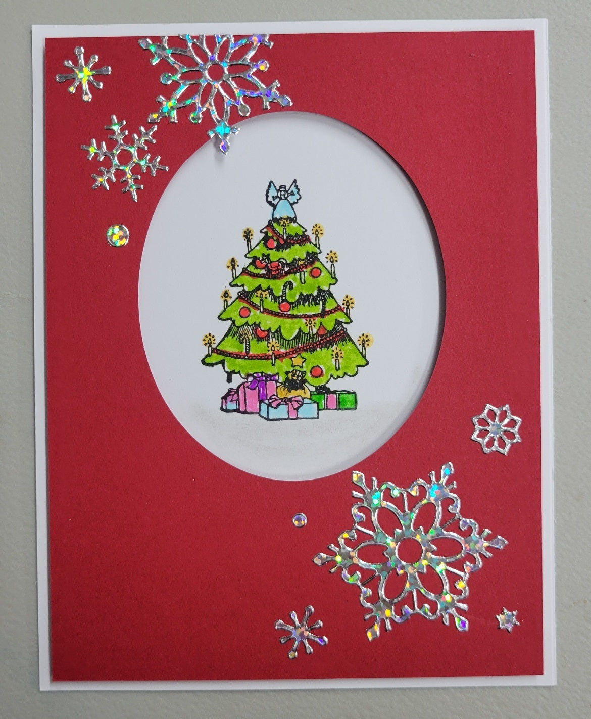Sm Tree with Decorations & Gifts Art Rubber Stamp  ES 10704H