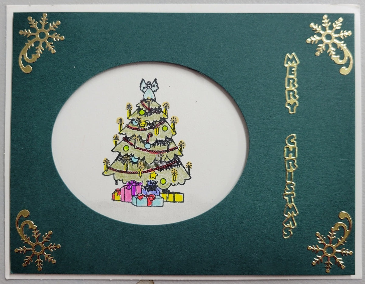 Sm Tree with Decorations & Gifts Art Rubber Stamp  ES 10704H