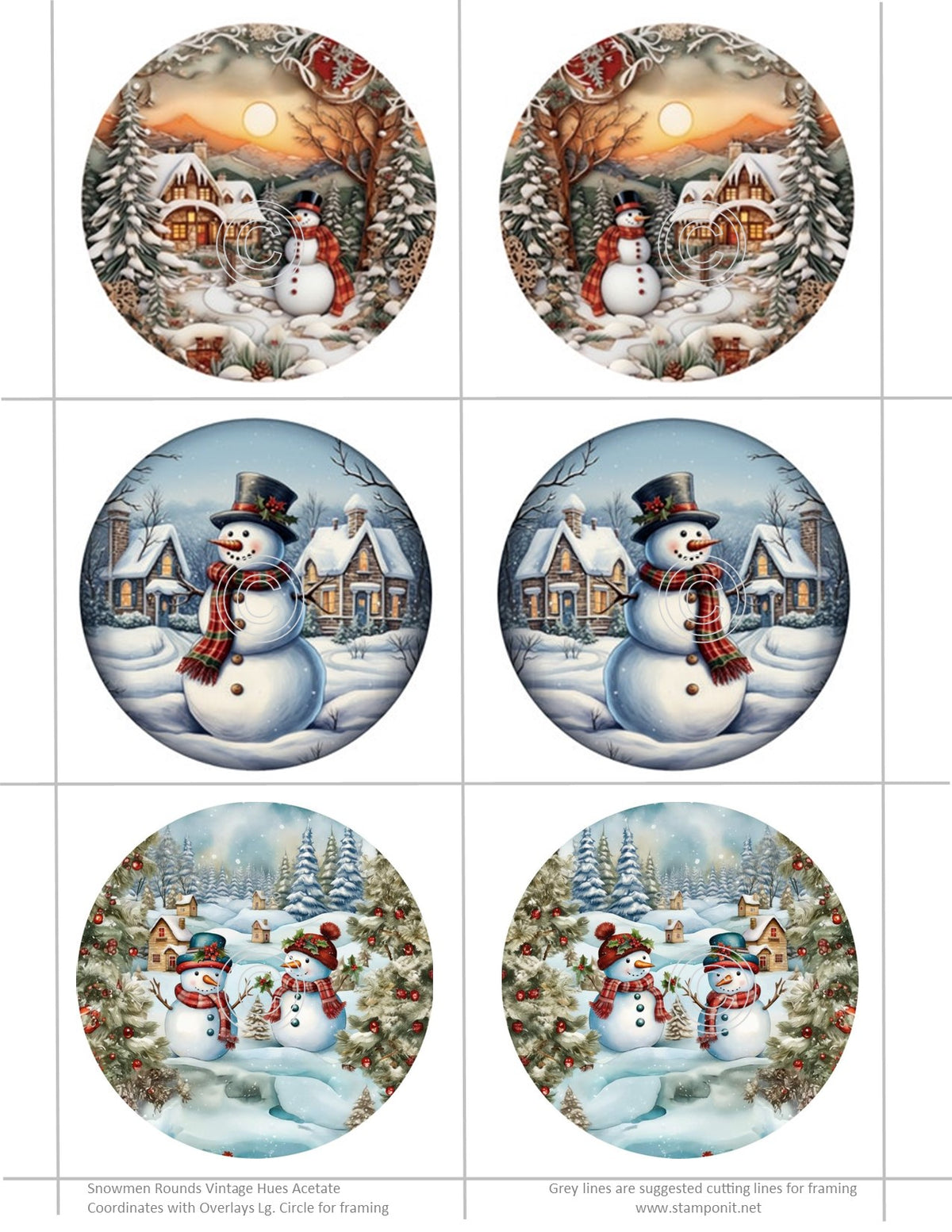 Snowmen Rounds, Vintage Hue Acetate