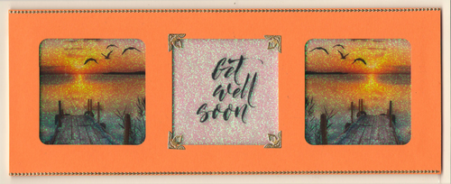 GlitterFilm & Vintage Hues 12 Slimline Card Kit Sunset Seagulls Get Well