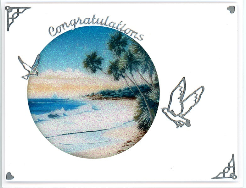 GlitterFilm and Vintage Hue 12 Card Kit Tropical Beach Rounds