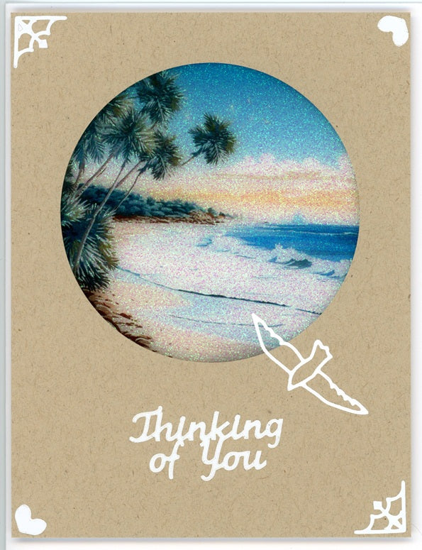 GlitterFilm and Vintage Hue 12 Card Kit Tropical Beach Rounds