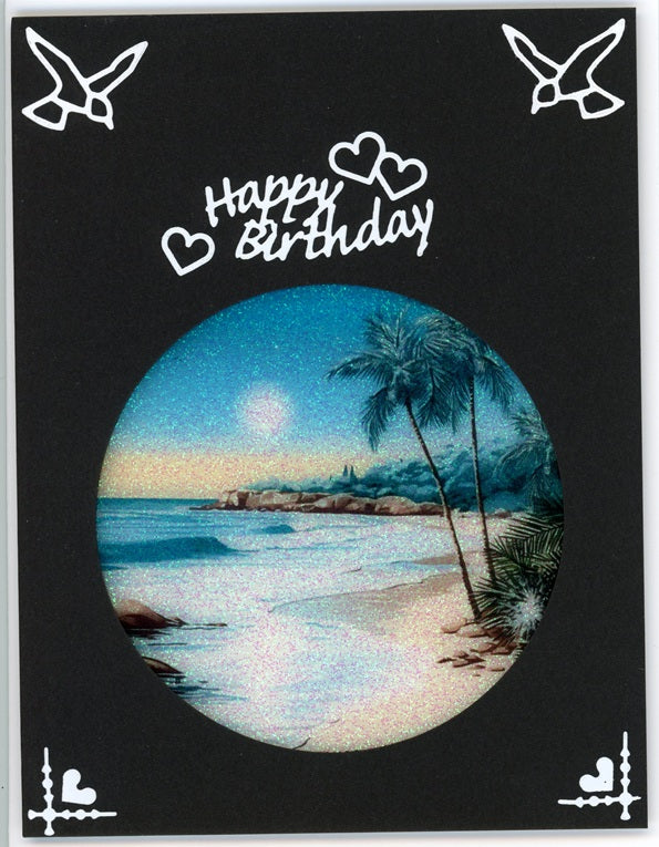GlitterFilm and Vintage Hue 12 Card Kit Tropical Beach Rounds