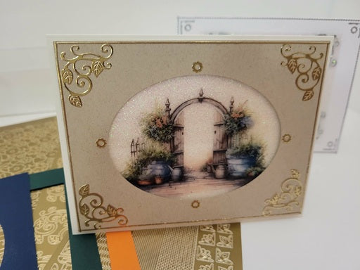 GlitterFilm and Vintage Hue 4 Card Kit Vintage Garden Gate