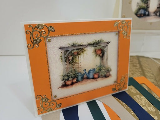 GlitterFilm and Vintage Hue 4 Card Kit Vintage Garden Gate