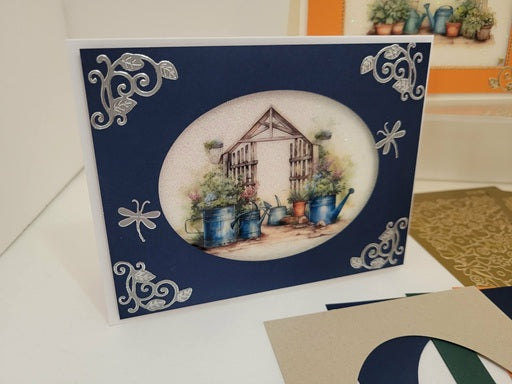 GlitterFilm and Vintage Hue 4 Card Kit Vintage Garden Gate