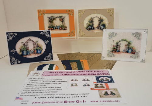 GlitterFilm and Vintage Hue 12 Card Kit Vintage Garden Gates