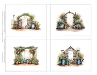 GlitterFilm and Vintage Hue 4 Card Kit Vintage Garden Gate