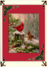 GlitterFilm and Vintage Hue 4 Card Kit Vintage Holiday Cardinals
