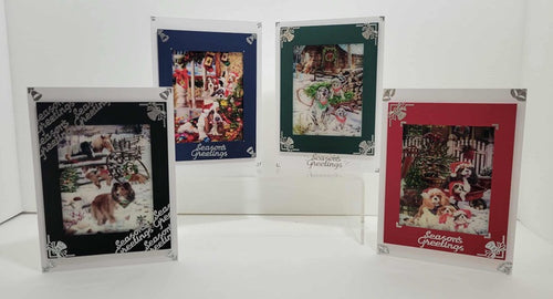 GlitterFilm and Vintage Hue 4 Card Kit Vintage Dog Christmas