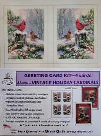 GlitterFilm and Vintage Hue 4 Card Kit Vintage Holiday Cardinals