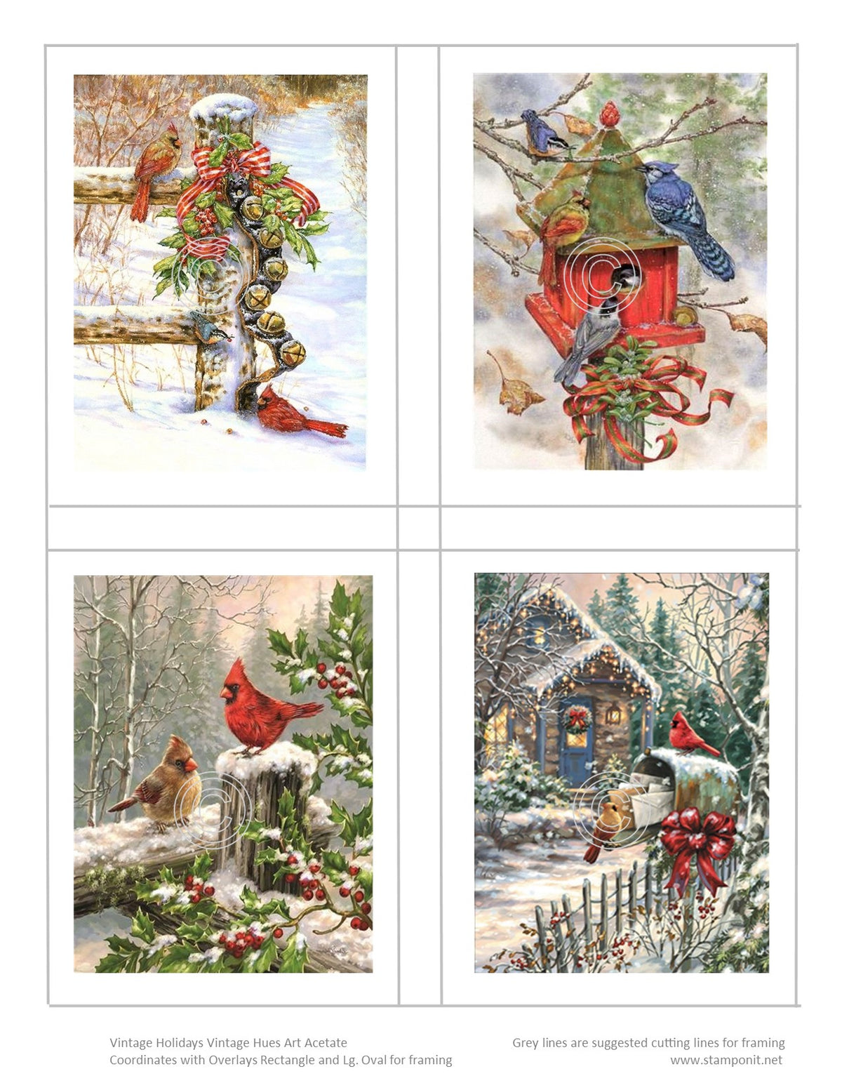 GlitterFilm and Vintage Hue 4 Card Kit Vintage Holidays