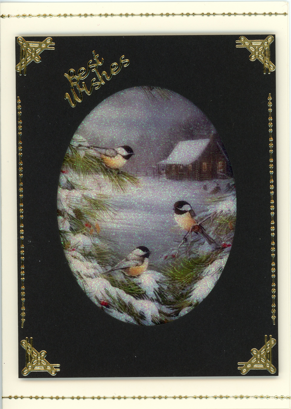 GlitterFilm and Vintage Hue 4 Card Kit Winter Chickadees