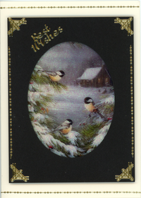 GlitterFilm and Vintage Hue 4 Card Kit Winter Chickadees