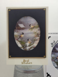 GlitterFilm and Vintage Hue 4 Card Kit Winter Chickadees