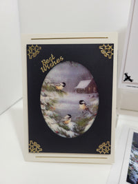 GlitterFilm and Vintage Hue 4 Card Kit Winter Chickadees