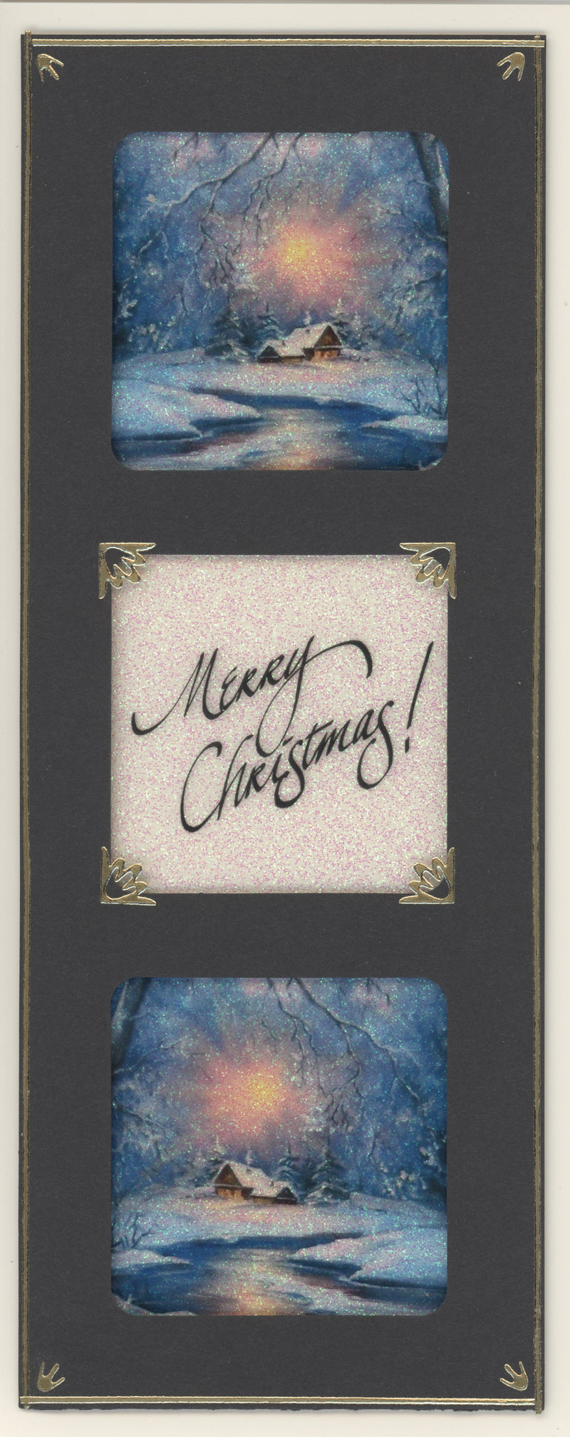 GlitterFilm & Vintage Hues 12 Slimline Card Kit Winter Scenes - Merry Christmas!