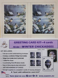GlitterFilm and Vintage Hue 4 Card Kit Winter Chickadees