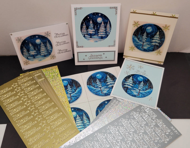 GlitterFilm and Vintage Hue 12 Card Kit Winter Nights Rounds