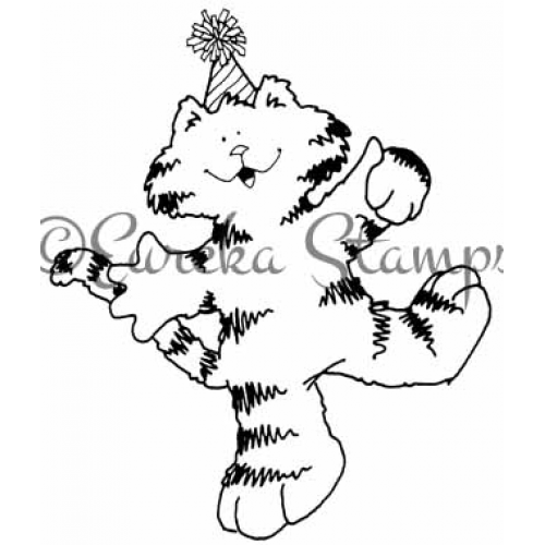 Celebrating Kitty Art Rubber Stamp  ES 13201J