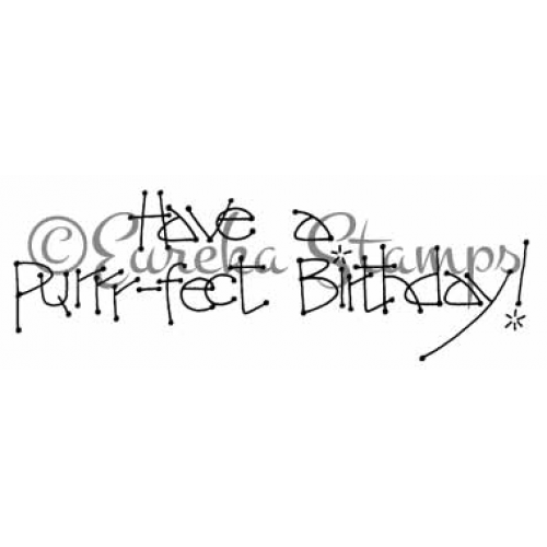 Purrfect Birthday Art Rubber Stamp  ES 13203G