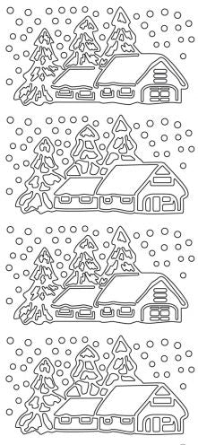 Snowy Cabin Outline Sticker 1.456 (362)