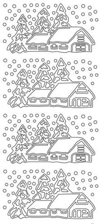 Snowy Cabin Outline Sticker 1.456 (362)