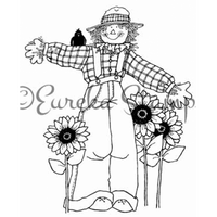 Scarecrow and Sunflowers Art Rubber Stamp  ES 16106L