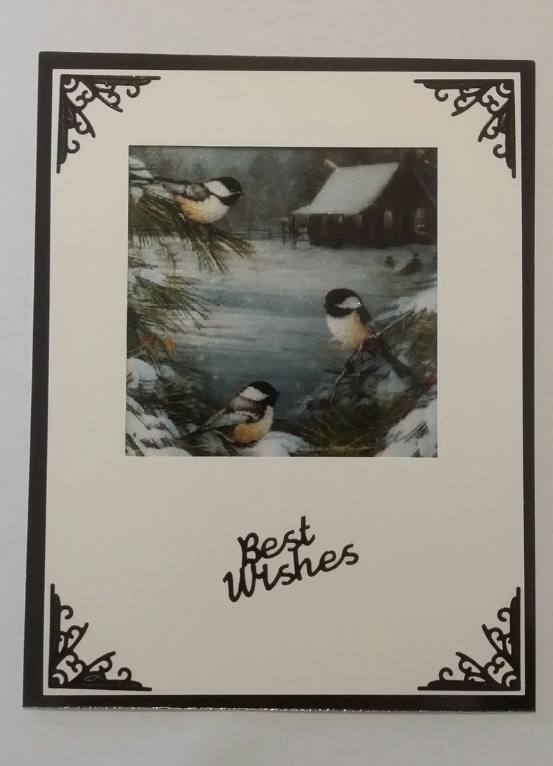 Winter Chickadees 6, Vintage Art Acetate