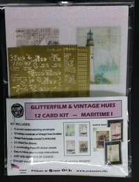 GlitterFilm & Vintage Hues 12 Card Kit Maritime 1