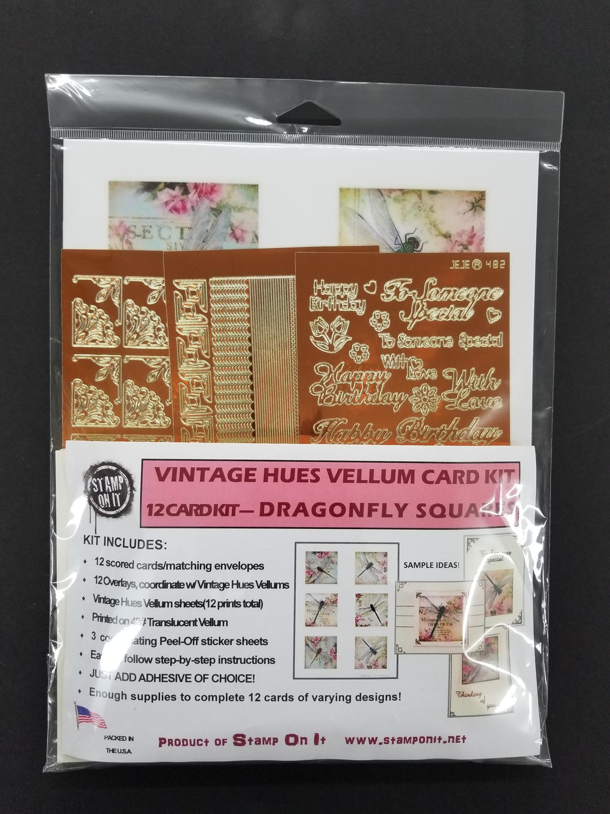 Vintage Hues Vellum Card Kit Dragonfly Squares