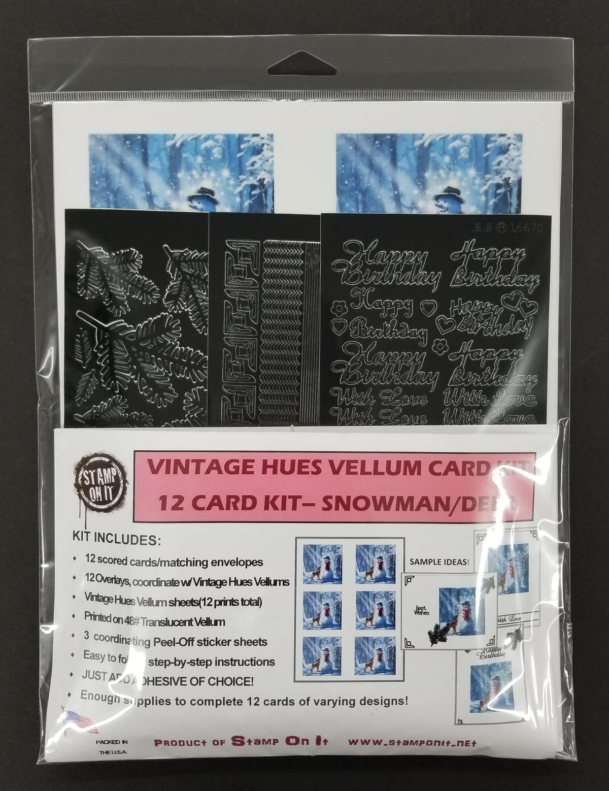 Vintage Hues Vellum Card Kit Snowman w- Deer
