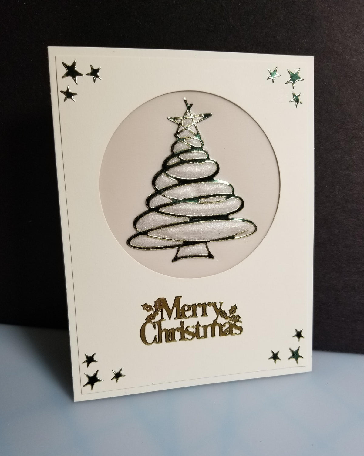 CARD KIT...  Outline Sticker-Vellum 12 Card Kit Christmas Tree w-Stars 4169