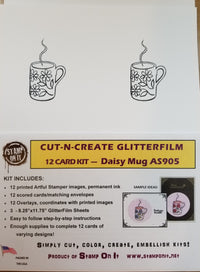 Cut-N-Create GlitterFilm 12 Card Kit Daisy Mug AS905