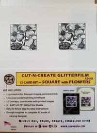 Cut-N-Create GlitterFilm 12 Card Kit Square with Flowers AS668