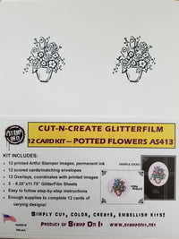 Cut-N-Create GlitterFilm 12 Card Kit Potted Flower AS413