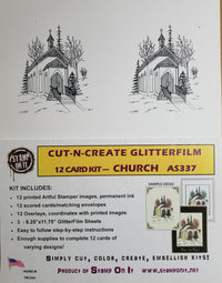 Cut-N-Create GlitterFilm 12 Card Kit Church AS337
