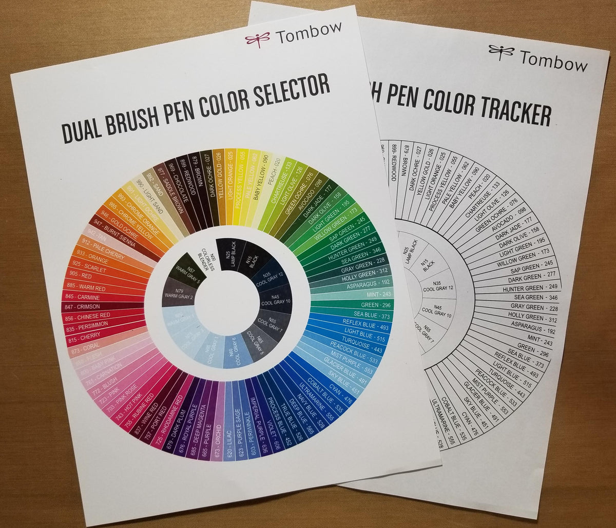 Tombow Brush Pen Color Selector and Color Tracker
