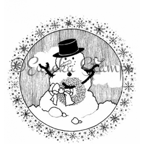 Snowman Round Rubber Stamp  ES 23401M