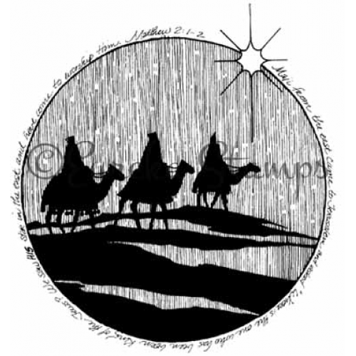 Three Wise Men Round Art Rubber Stamp  ES 23501M