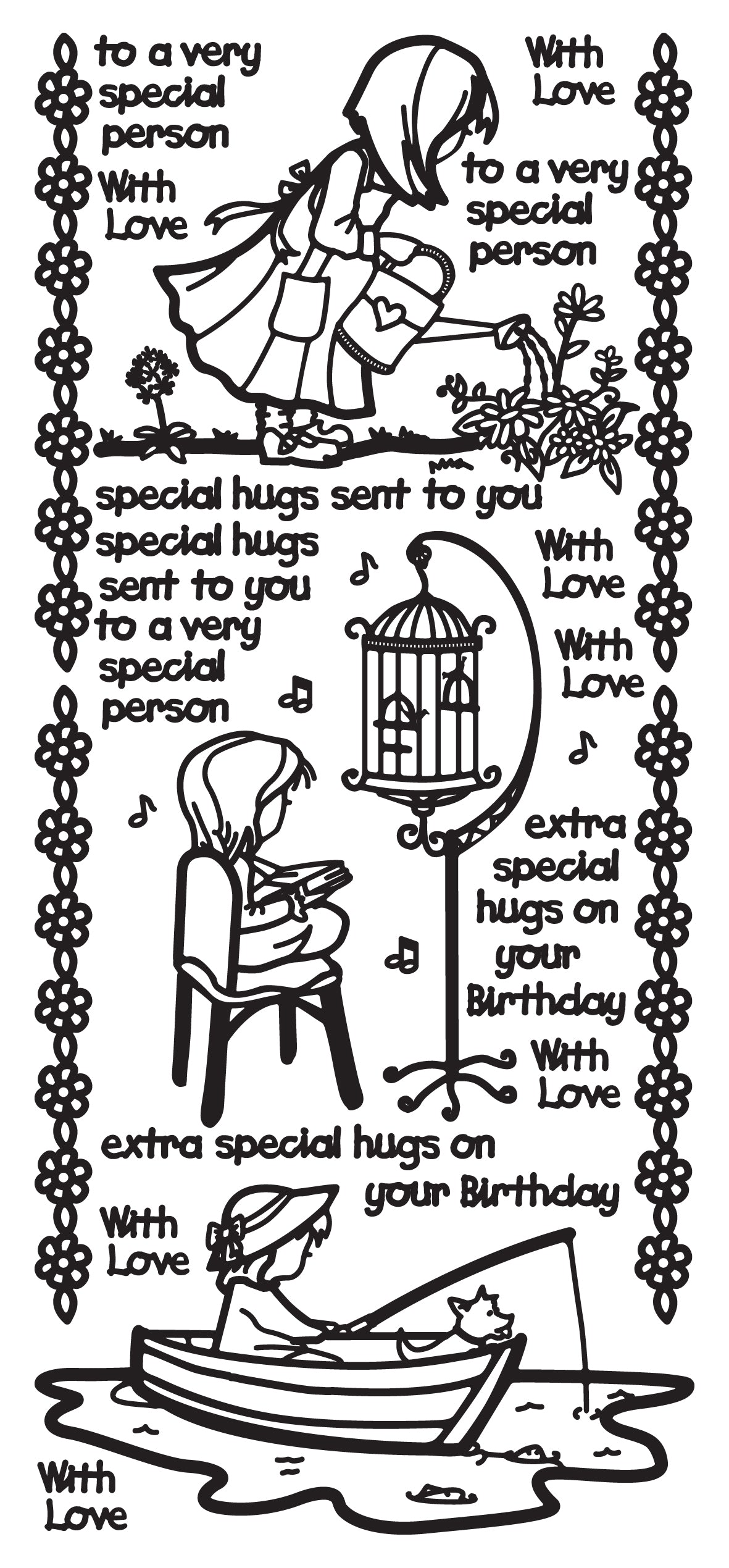 Special Person Greetings/Girl Outline Sticker  2624 (LCD038)