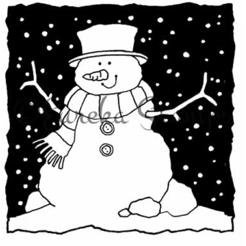 Snowman Block Art Rubber Stamp  ES 30201O