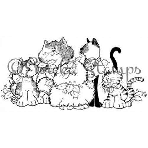 Christmas Kitties Rubber Stamp  ES 34801S