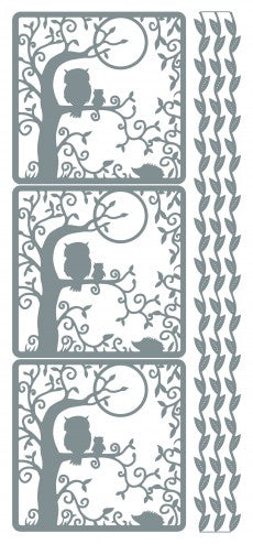 Owl in Tree w-Moon Outline Sticker  3683