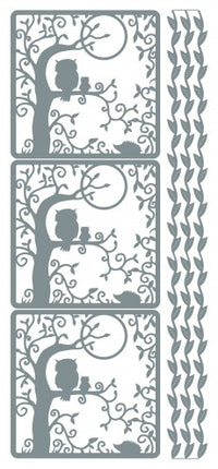 Owl in Tree w-Moon Outline Sticker  3683