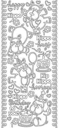 Happy Hippos Outline Sticker  4079 (2598)