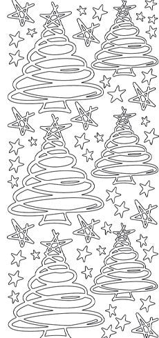 Christmas Trees w/Stars Outline Sticker  4169
