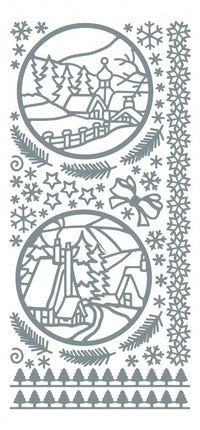 Winter Landscapes, round Outline Sticker  4715