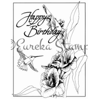 Hummer Birthday Framed Gladiola Art Rubber Stamp  ES 56401T
